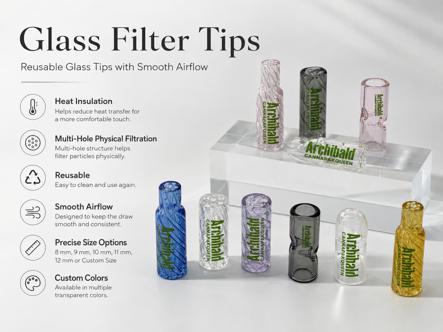 10mm glass smoking filter tips